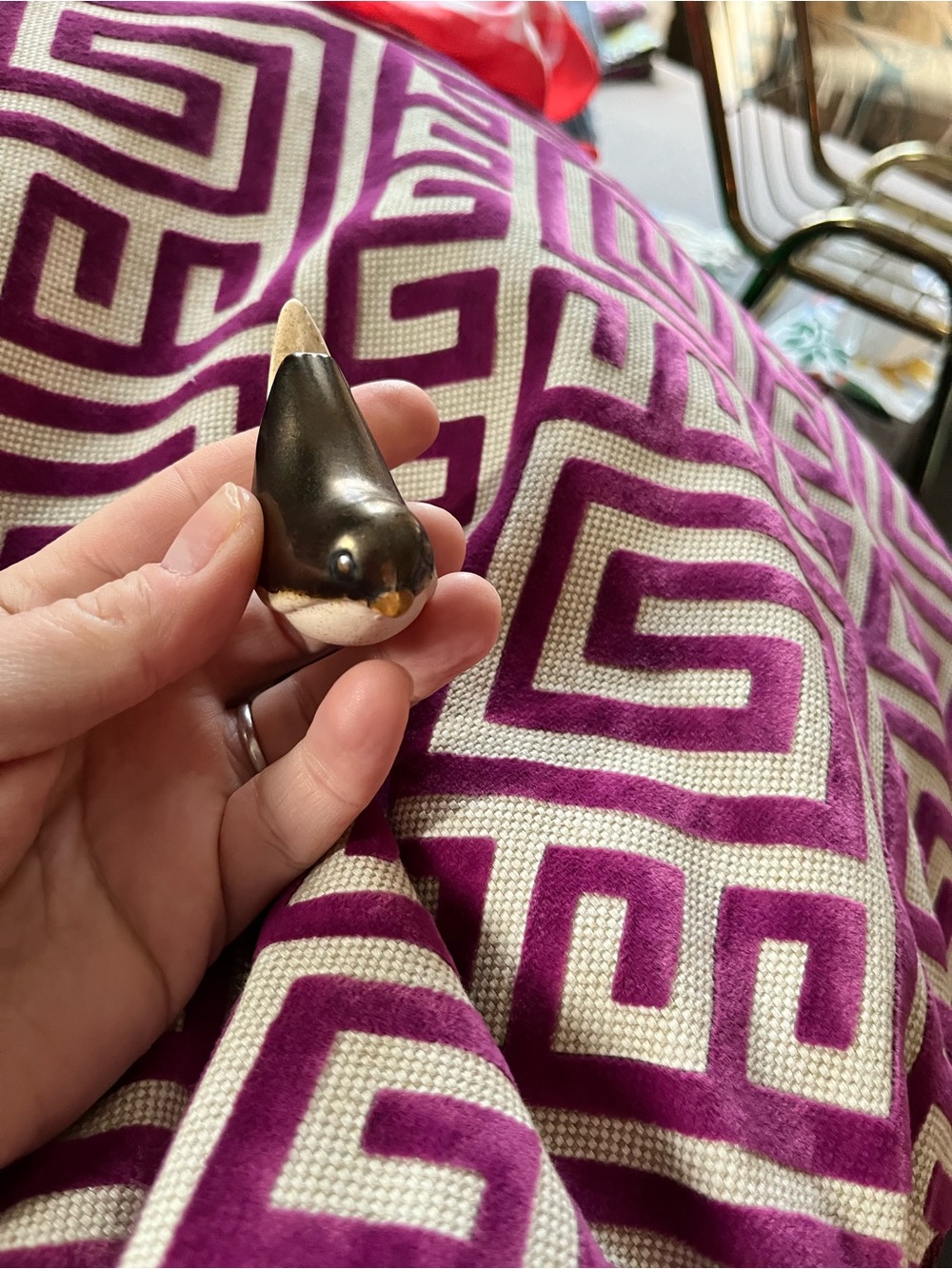 Bronze-Tone Ceramic Bird Figurine - Decorative Accent - Picture 2 of 4